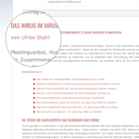 Der WIRus im Virus in Unternehmerhandbuch 06_20 von Ulrike Stahl Keynote Speaker fuer Kooperation