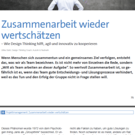 Design Thinking hilft agil und innovativ zu kooperieren eStrategy Magazin 12 2018 Expertin fuer das neue WIR Ulrike Stahl