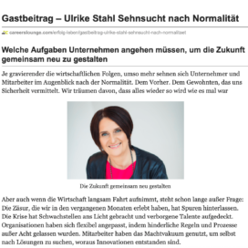 Sehnsucht nach Normalität veröffentlicht auf careerslounge.com 10_2020 von Ulrike Stahl Workshops, die das WIR-Gefühl im Team entfalten