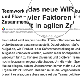Teamwork und das neue WIR Fokus Prozess Klima und Flow - die vier Faktoren einer erfolgreichen Zusammenarbeit in agilen Zeiten_germanspeakers.org 10_2019 von Ulrike Stahl Teamworkshops live und online für globale und internationale Teams